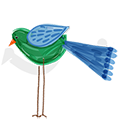 Gilmore the Dachshund © drawing of Gilmore's friend the blue bird.