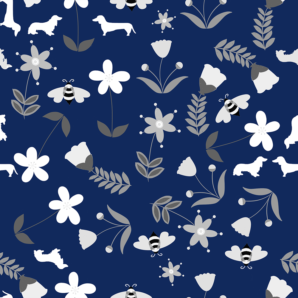 Gilmore the Dachshund © Navy Spring Floral Dala Daxie